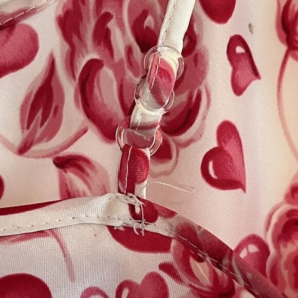 Vtg Private Luxuries S Satin Chemise Mini Slip Dress Heart Floral Rose 90s Y2K - Picture 6 of 7